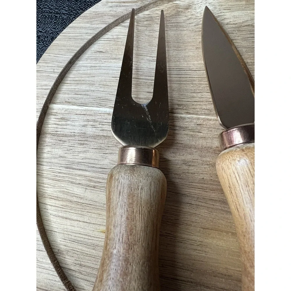 Twine Living Wood Ceramic Cheese Board Set Gold Knives Acacia Wood Charcuterie